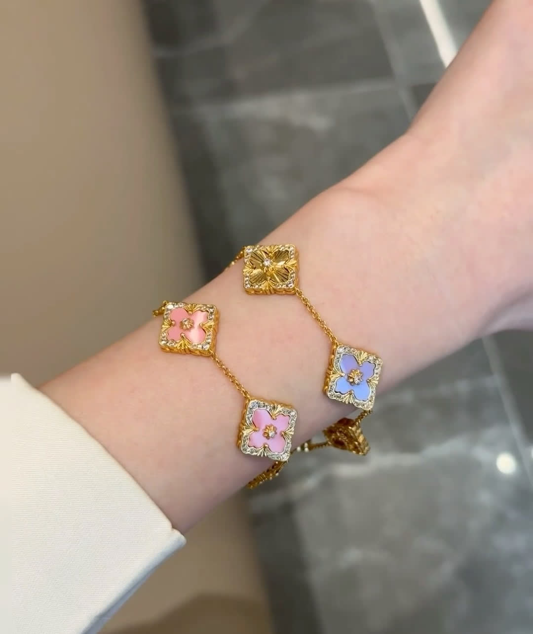 Van Cleef & Arpels Alhambra Pink and Purple Enamel Bracelet